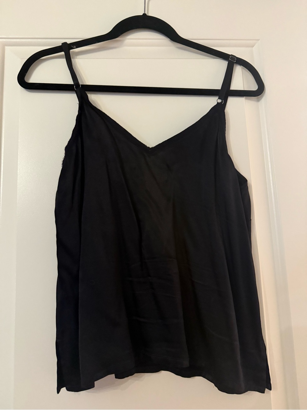 Shyanne Black Satin V-Neck Camisole Top